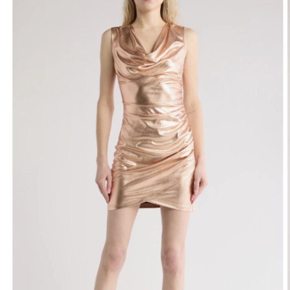 *NWT* Sleeveless Gold Metallic Party Mini Dress, Size M